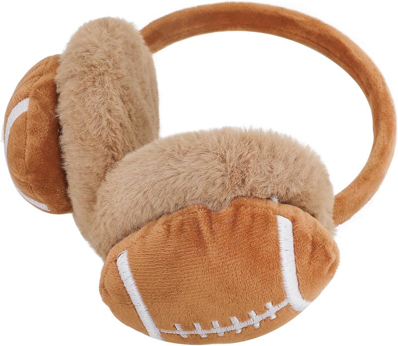 BXT Kids Plush Football Soccer Earmuffs Winter Warm Outdoor Ear Covers Headband Cold Weather Fur Earwarmer for Ski Cycling - Image 4